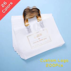Bolsas de compras de plástico con logotipo personalizado al por mayor a granel, bolsas de regalo gruesas coloridas con asa, logotipo impreso en un color, ambos lados, 200 Uds. - Product Image 2