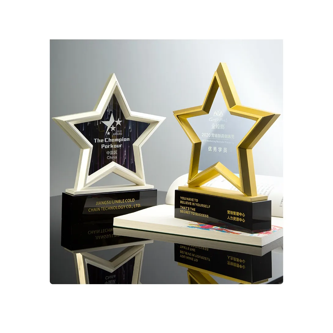 Nieuwe Promotie Hot Style Pentagram Crystal Trofee Award Licentie Team Medaille Souvenir Cadeau