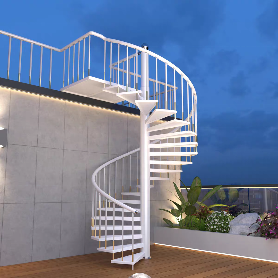 Modern Inlay Design Luxury Modern Villa Spiral Staircase with Stainless Steel and Wood ...
