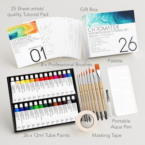 Juego de pintura de acuarela de 62 piezas Kit <span class=keywords><strong>con</strong></span> Video Tutorial <span class=keywords><strong>curso</strong></span> adultos niños principiantes artistas profesionales papel - Product Image 2