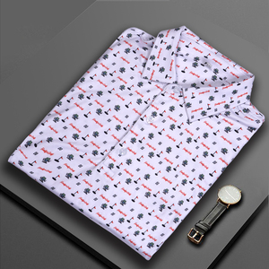 Logo personnalisé de luxe de haute qualité 88% polyester 12% spandex vêtements de golf partout impression t-shirt polo pour hommes - Product Image 5