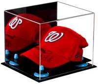 Boîte de présentation en acrylique transparent avec fond miroir en plexiglas pour casquette de baseball, cube de souvenirs en lucite avec supports dorés