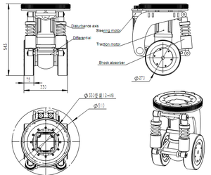 AGV หนักพวงมาลัยไดรฟ์ล้อ ZL-B543การจัดการวัสดุอุปกรณ์ชิ้นส่วน Agv พวงมาลัยไดรฟ์ล้อพวงมาลัยโดยตรง - Product Image 3