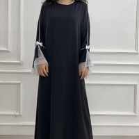 Mexizo Nouvelle Arrivée Vêtement Islamique Ramadan Femme Élégante Abaya Noire Fermée Nida Dentelle, Robe Musulmane Abaya de Dubaï pour Femme
