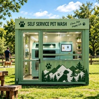 Kiosque de lavage pour animaux de compagnie en plein air personnalisé, station de lavage pour chiens en libre-service, cabine commerciale modulaire avec système de paiement automatique et sécheuse intégrée