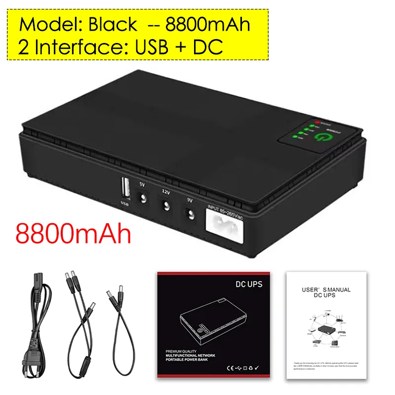 Mini UPS 12000 mah 20000mah Battery Backup Placa Carga 18650 Salida DC To AC 850AV A 12V Para Equipos De Internet Satelital