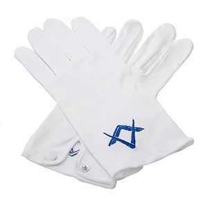 Gants blancs maçonniques personnalisés à motif à carreaux imprimés par transfert thermique, en coton et élasthanne, compatibles écran tactile, avec logo Royal Arch, de haute qualité et durables - Product Image 2