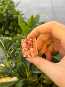 Amber Crackle Glitter Acrylic American Mahjong Tiles 4 Layer Vintage Floral Custom Design Luxury Foldable Portable 160 Piece Set - Product Image 2