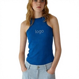 Women's Double-Sided Nylon Tank <b>Top</b> Casual Street Wear <b>Cropped</b> Stretch Rib Knit Sleeveless Vest Solid T-Shirt Style - Product Image 1
