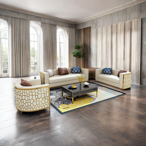 Conjunto de sofá de cuero posmoderno Foshan, nuevo diseño, modelo neoclásico Simple, lujo para muebles de sala de estar - Product Image 2