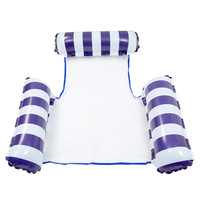 Fauteuil flottant gonflable 4-en-1 en PVC avec hamac, lit et fond en maille, 3 tubes, portable pour adultes, voyage, piscine, fête