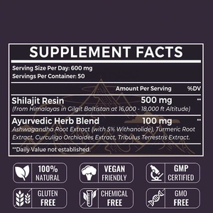 Resina orgánica pura de Shilajit del Himalaya OEM/ODM 100%, mezcla Ayurvédica de alta potencia, 85 + minerales traza, ácido fúlvico - Product Image 2