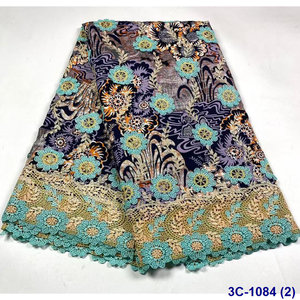 Nouveauté du Fabricant: Tissu Pailleté 3D Appliqué Cire – 5 Mètres Ankara <span class=keywords><strong>Africain</strong></span> <span class=keywords><strong>Pagne</strong></span> Batik Motifs pour Chemises et Rideaux - Product Image 3