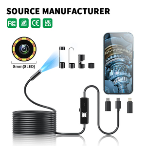 Endoscope industriel de type C pour iPhone et Android, objectif 8 mm, 8 LED, étanche IP67, système de caméra d'inspection flexible pour tuyaux - Product Image 1