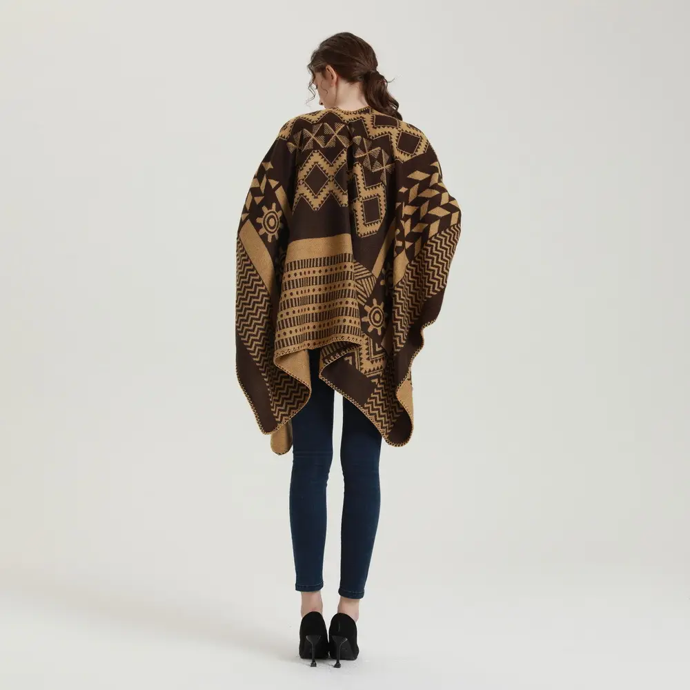 Scialle oversize a righe con stile semplice stile Poncho da donna inverno mantello morbido in Cashmere scialle invernale
