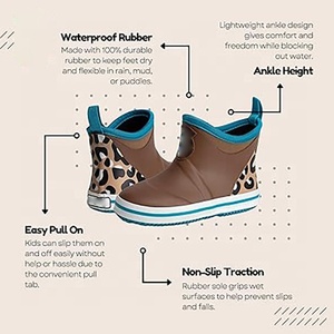 Bottes de pluie pour tout-petits à la mode, imprimé vache et guépard, imperméables, antidérapantes, pour garçons et filles - Product Image 3