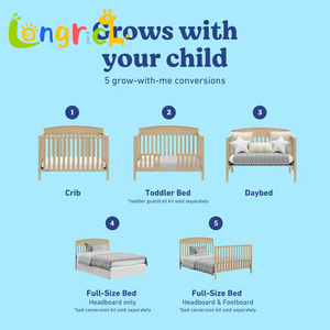 Lit bébé convertible 5-en-1 en bois massif de haute qualité avec <span class=keywords><strong>table</strong></span> <span class=keywords><strong>à</strong></span> <span class=keywords><strong>langer</strong></span> et ensemble de literie pour nouveau-nés, enfants et jeunes enfants - Product Image 4