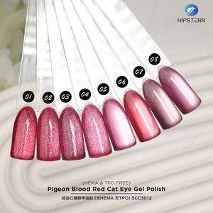 طلاء أظافر جل بتأثير عين القطة بلون أحمر دم الحمام 15 مل خالٍ من HEMA وTPO مع لمعان أحمر وتأثير مغناطيسي - Product Image 2