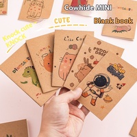 Cuaderno Mini A7 de cuero de vaca de alto valor, diario portátil de estilo Ins de dibujos animados bonitos con cubierta de papel, regalo de planificador perfecto