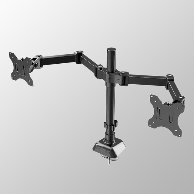 Ergonomic Dual Monitor Mount with Clamp/Grommet - Space Saving Adjustable Desk Arm for 13-27" Screens