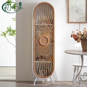 Gabinete Arqueado de Bambú The Seventh Day, Gabinete de Almacenamiento de 3 Niveles para Sala de Estar - Product Image 1