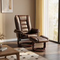 Fauteuil de massage inclinable convertible en cuir avec structure métallique, style Mid-Century Modern, ergonomique et réglable, pour salon ou bureau