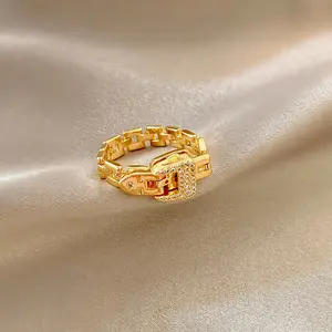轻奢华高档锆石钻石戒指女士表带链食指戒指