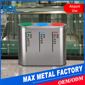 Venta al por mayor de la fábrica oval 2/3/<span class=keywords><strong>4</strong></span> compartimento de <span class=keywords><strong>basura</strong></span> de acero inoxidable de papelera de <span class=keywords><strong>reciclaje</strong></span> para Centro Comercial - Product Image 3