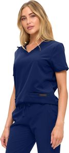 <span class=keywords><strong>Blouse</strong></span> médicale extensible à col en V pour <span class=keywords><strong>femme</strong></span> avec logo personnalisé, tissu Dobby, uniforme d'hôpital confortable, en polyester - Product Image 2