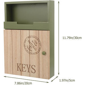 Boîte à clés Tenture murale porte en bois installation murale boîte de rangement de boîte aux lettres, pour clés et courrier armoire de rangement efficace - Product Image 2