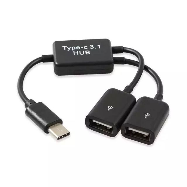 Type C Otg Usb 3.1 Male to Dual 2.0 Female Otg Charge 2 Port Hub Cable Y Splitter