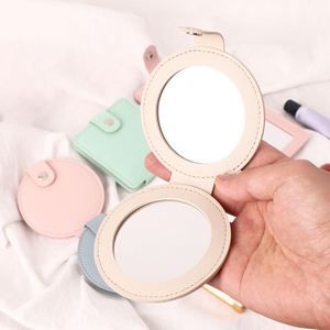 Compact <b>Mirrors</b> for Purses Stainless Steel With Pu Leather Sleeve Mini Pocket Makeup <b>Mirror</b> - Product Image 2