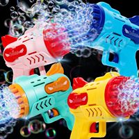 Senapan Gelembung, Pistol Gelembung 26 Lubang untuk Anak-Anak, Peniup Gelembung Menyala, Hadiah Mainan Pesta Ulang Tahun