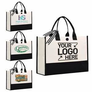 Custom Black Canvas Tote Bags, Promotional Shopping Bags, <b>Large</b> Personalized Logo Canvas Bags, Promotional <b>Gift</b> Bags - Product Image 1
