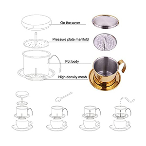 Filtro per Caffè Cold Brew Portatile in Metallo Riutilizzabile Vietnamita Filtro per Caffè a Goccia in Acciaio Inossidabile - Product Image 3