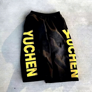 <span class=keywords><strong>Pantaloncini</strong></span> da Jogging Vintage <span class=keywords><strong>Oversize</strong></span> per <span class=keywords><strong>Uomo</strong></span>, Personalizzati, Strappati, Effetto Lavaggio Acido, Produzione YUCHEN - Product Image 2