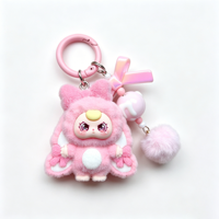Porte-clés et breloques de sac en résine PVC floquée, motif lapin 3D anime coloré, mignon et luxueux, pour filles et femmes, vente en gros