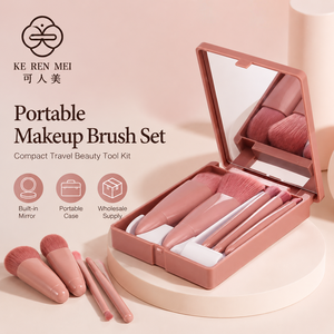 ชุดแปรงแต่งหน้าแบบพกพา 5 ชิ้น แปรงทาลิปสติกปรับแต่งได้ พร้อมกล่องเก็บพลาสติก - Product Image 1