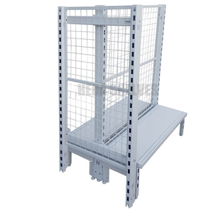 Estantes de supermercado traseros de alambre blanco de 4 niveles para estantes de tienda de comestibles estantes de góndola de tablero de clavijas - Product Image 3