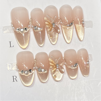 Ongles carrés courts roses à presser, en acrylique, avec strass 3D, faux ongles artificiels adorables avec colle