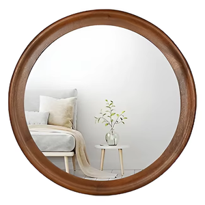 <b>Round</b> Solid Wooden <b>Wall</b> <b>Mirror</b> Modern Minimalist Decorative Accent <b>Mirror</b> for Living Room Bedroom Entryway Bathroom - Product Image 2
