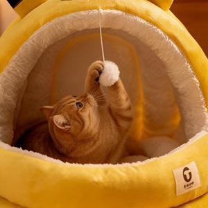 เตียงนอนสุนัข <span class=keywords><strong>Petopia</strong></span> รุ่นหรูหรา ทรงถ้ำ กึ่งปิด นุ่ม อุ่น ระบายอากาศได้ดี รูปทรงสี่เหลี่ยมคลาสสิก สำหรับใช้ภายในบ้าน ผ้าสีพื้น บรรจุในกล่อง - Product Image 4