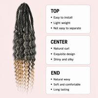 Treccine all'uncinetto pre-legate da 24 pollici, ondulate profonde, morbide, sintetiche, effetto ombré, extension per capelli ricci da donna, per uso quotidiano e feste