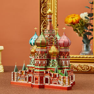 <span class=keywords><strong>Puzzle</strong></span> 3D en métal de la cathédrale Saint-Basile de Moscou, architecture colorée russe, cadeau de Noël pour adultes ou enfants - Product Image 4