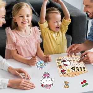 8 autocollants de puzzle imperméables, style mignon, interactifs parent-enfant, bricolage éducatif, dessin animé, faire un visage - Product Image 2