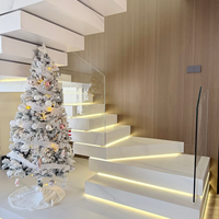 Kit d'escalier flottant en cantilever avec marches en marbre modernes et durables pour escaliers en forme de L