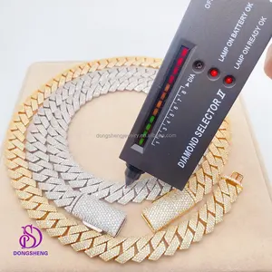Factory Selling S925 Sterling Silver Jewellery 20mm Pass Diamond Tester Iced Out Hip Hop Vvs1 Moissanite Cuban Chain Necklace