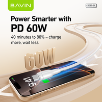 Câble USB Type C vers Type C BAVIN en gros, CB385 PD 18W 12W, âme en cuivre étamé, pour IPH 15 16
