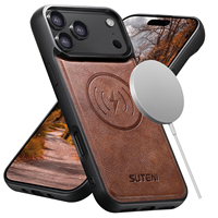 Coque de téléphone SUTENI pour iPhone 18 Pro Max, chargement magnétique sans fil, texture lisse, simili cuir, compatible avec les modèles 17, 16 Plus, 15, 14, 13, 12
