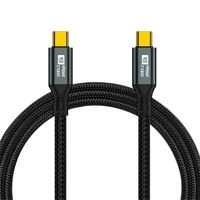 Kabel Data arus tinggi, kabel Data PD 100W, kabel pengisian kepang Transfer lebih cepat 20Gbps USB 3,2 tipe-c Male ke Tipe c untuk PC